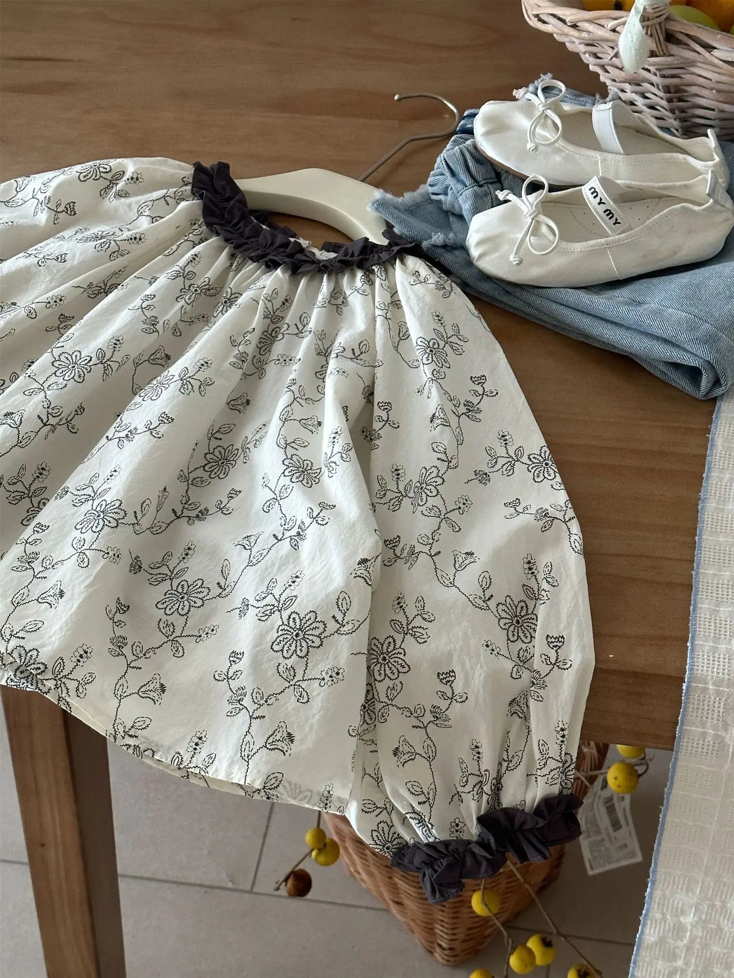 長袖シャツ・ブラウス キッズトップス ラッフル襟長袖パフスリーブブラウス 5デザイン【mh0008944】