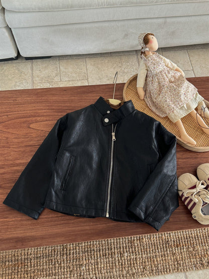 ショートコート・ジャケット・ジャンパー Black / 90cm フェイクレザーライダースジャケット キッズブルゾン【mh0011008】