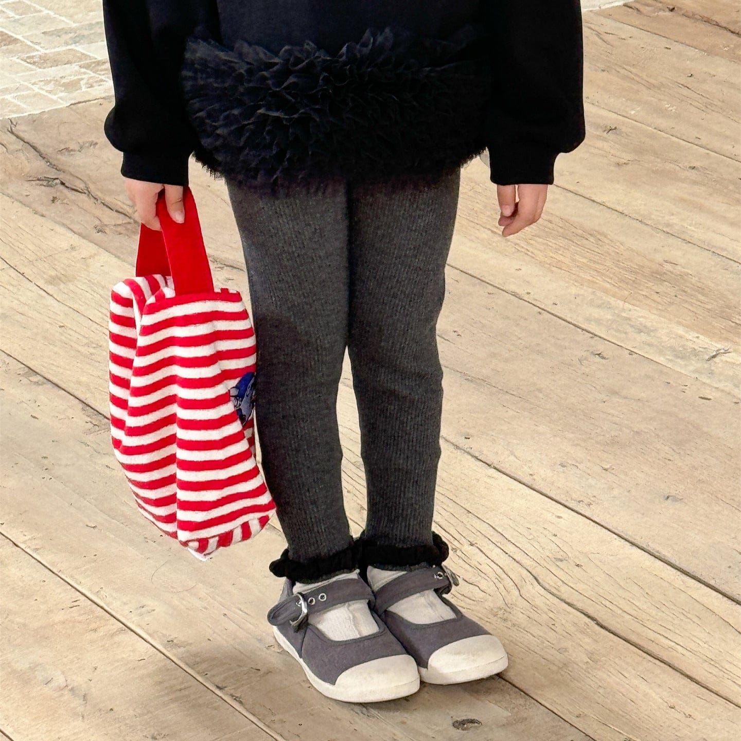 レギンスパンツ Dark Gray / 90cm フリル裾メロウリブレギンス キッズパンツ【mh0011003】