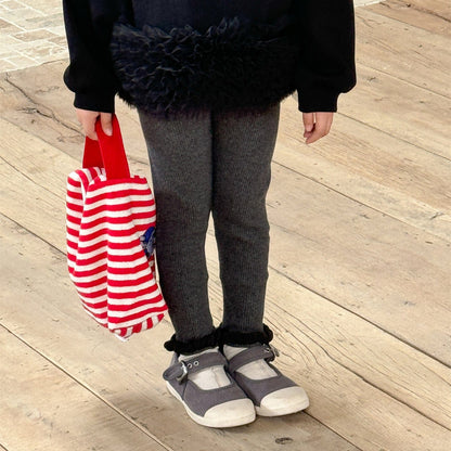 レギンスパンツ Dark Gray / 90cm フリル裾メロウリブレギンス キッズパンツ【mh0011003】