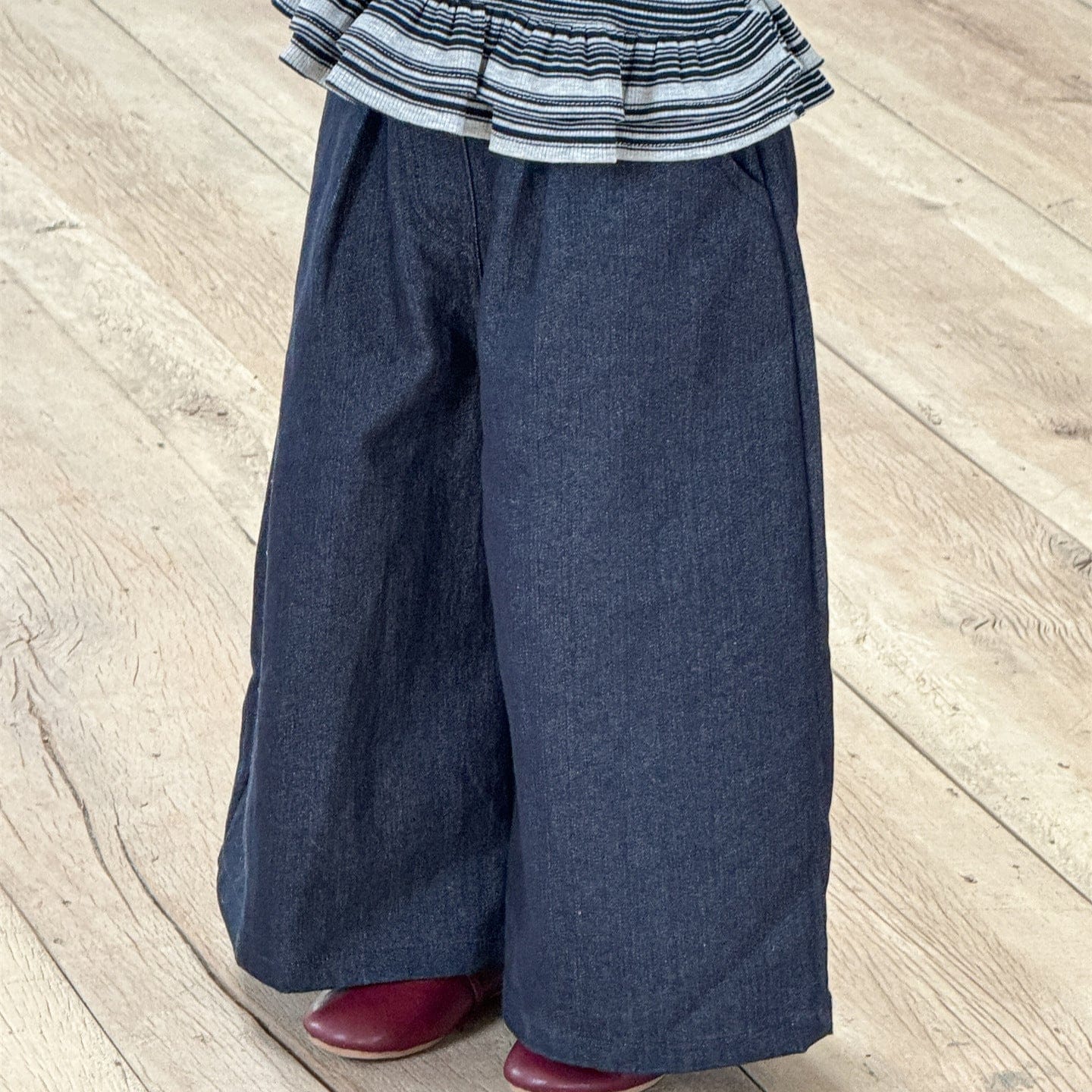 デニムパンツ Denim Blue / 90cm ストレートワイドデニムパンツ キッズイージーパンツ【mh0011007】