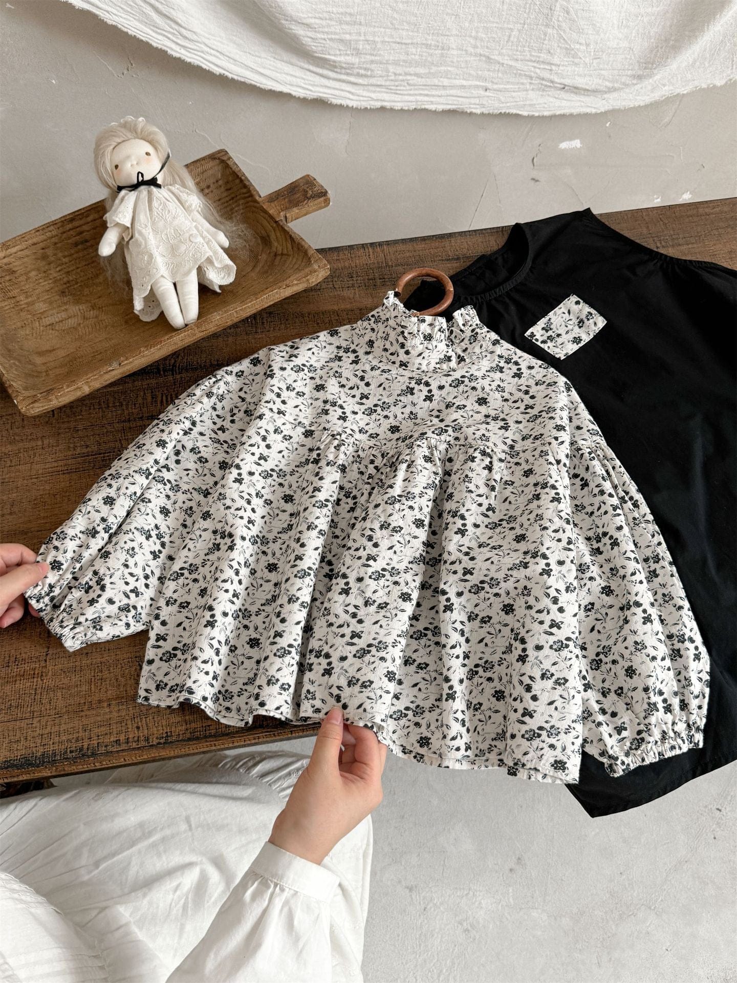 長袖シャツ・ブラウス Floral / 90cm 小花柄ハイネックブラウス キッズギャザーブラウス【mh0010994】