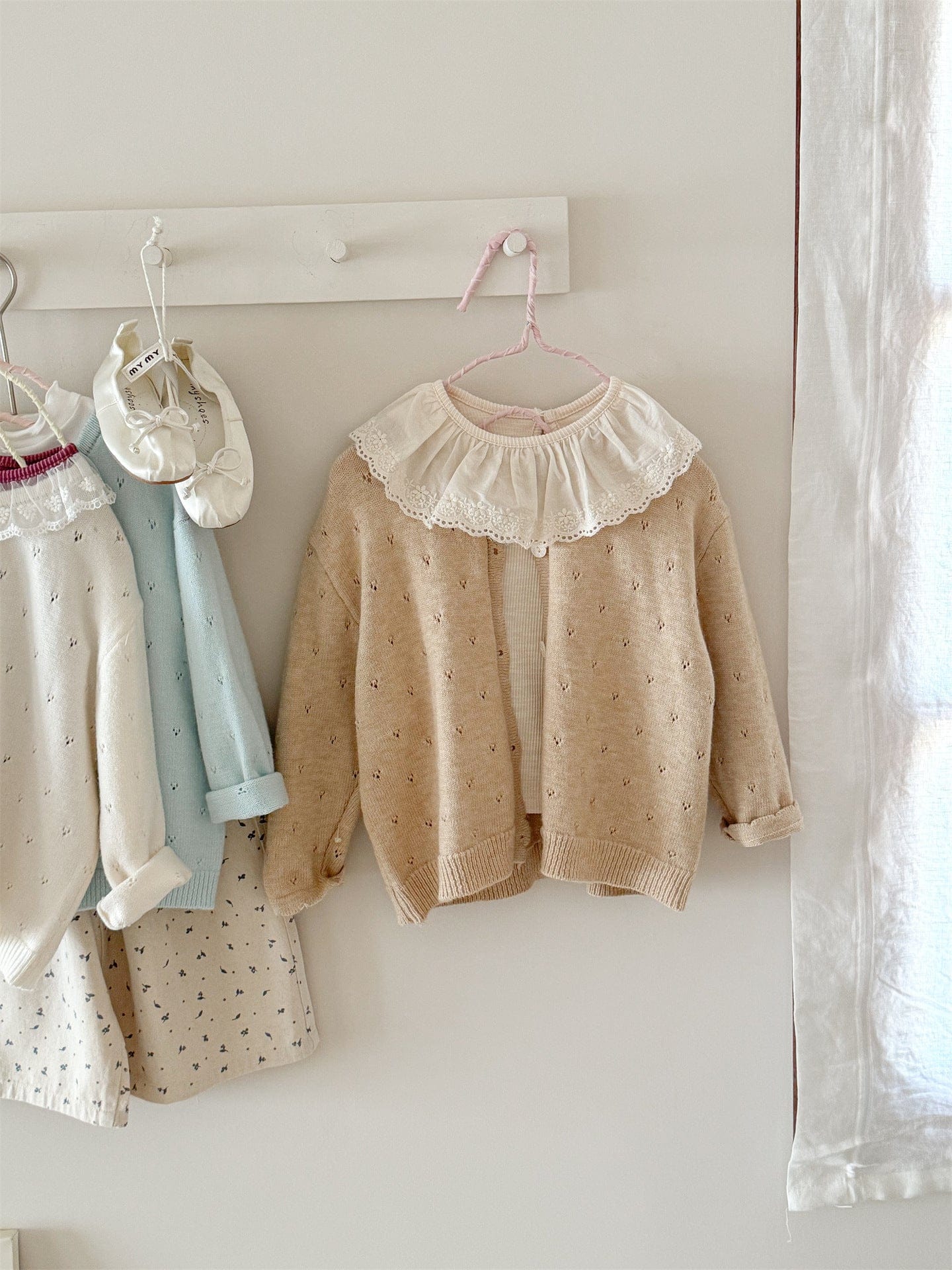 カーディガン・パーカー Khaki / 90cm レースニットガーリーカーディガンジャケット【mh0009231】