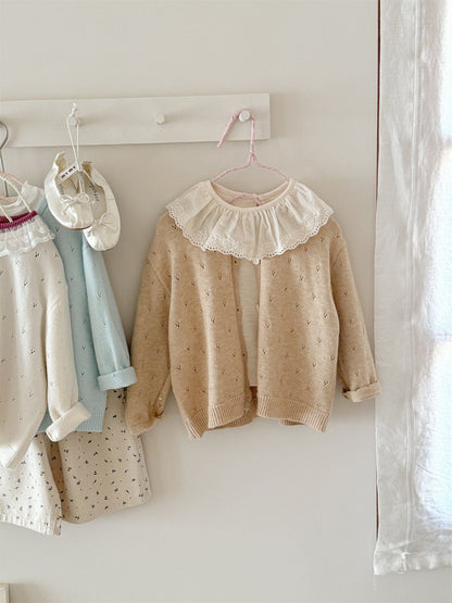 カーディガン・パーカー Khaki / 90cm レースニットガーリーカーディガンジャケット【mh0009231】