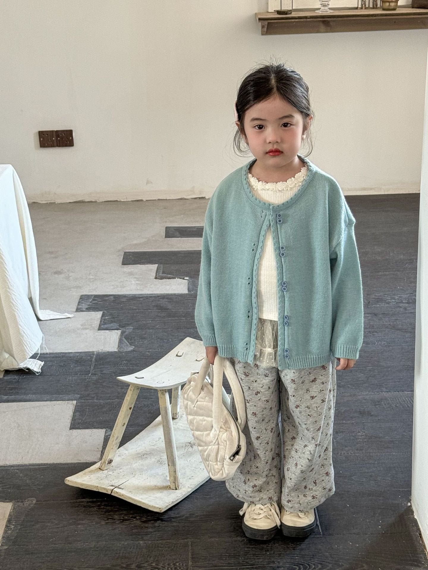 カーディガン・パーカー Light Blue / 90cm ニットカーディガン ダブルボタンシンプルプレッピーカーディガンジャケット【mh0009204】