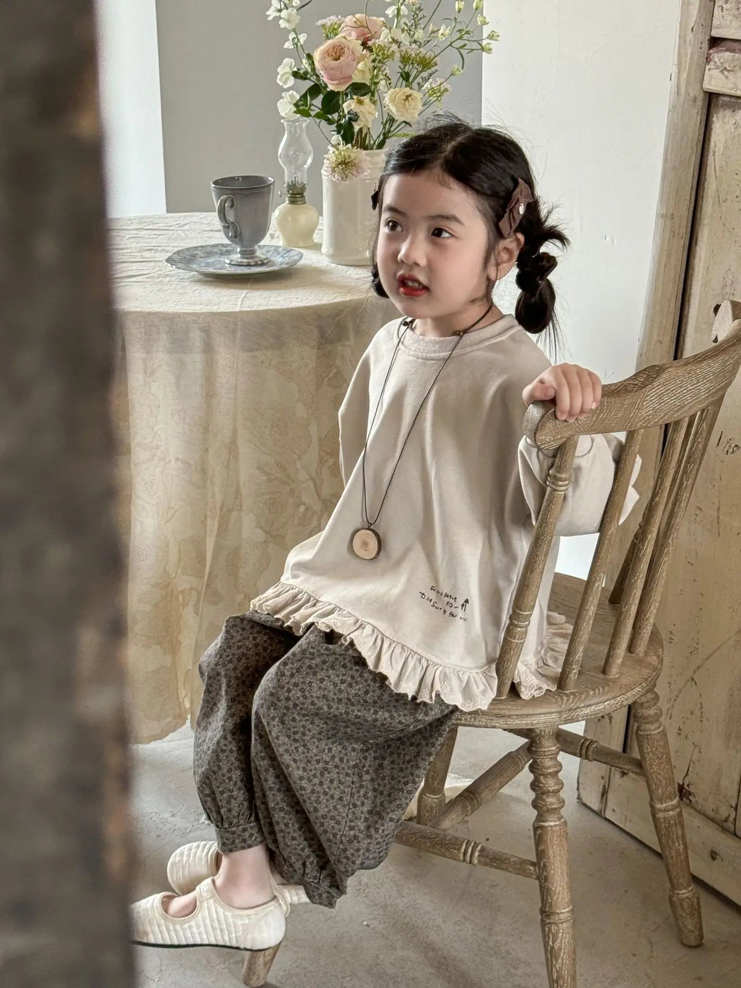 ロングパンツ・スウェットパンツ キッズパンツ フラワープリントルーズロングランタンパンツ【mh-0008938】