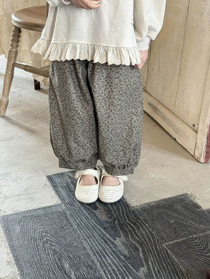 ロングパンツ・スウェットパンツ キッズパンツ フラワープリントルーズロングランタンパンツ【mh-0008938】