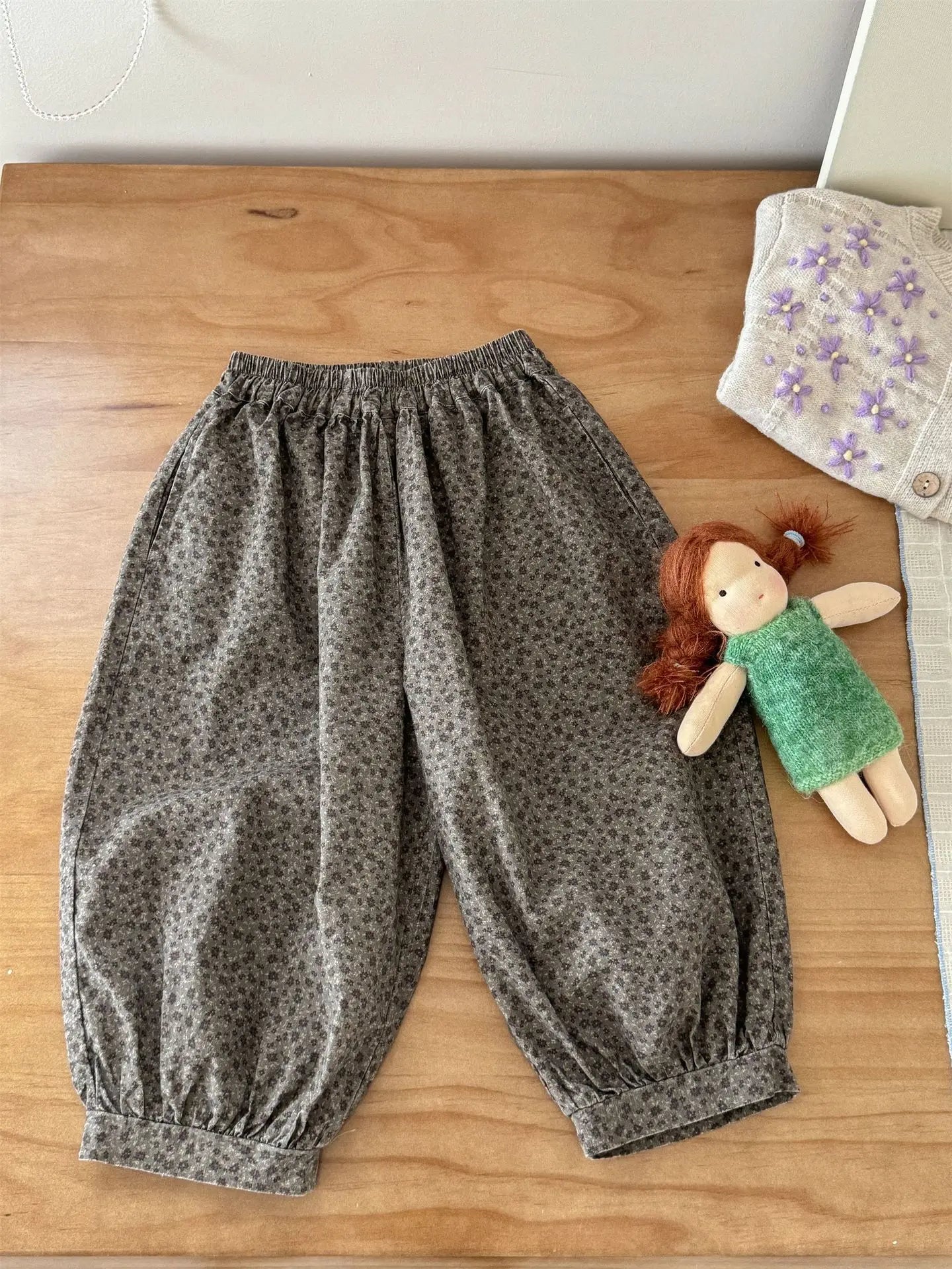 ロングパンツ・スウェットパンツ キッズパンツ フラワープリントルーズロングランタンパンツ【mh-0008938】