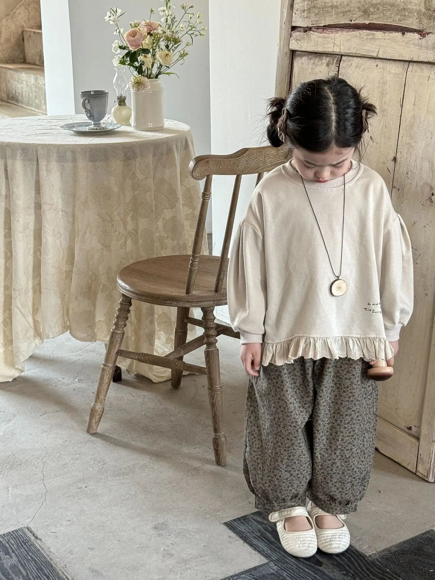 ロングパンツ・スウェットパンツ キッズパンツ フラワープリントルーズロングランタンパンツ【mh-0008938】