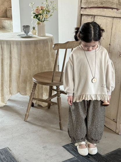 ロングパンツ・スウェットパンツ キッズパンツ フラワープリントルーズロングランタンパンツ【mh-0008938】