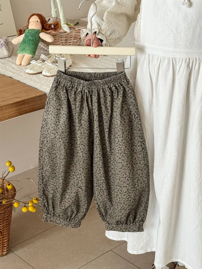 ロングパンツ・スウェットパンツ キッズパンツ フラワープリントルーズロングランタンパンツ【mh-0008938】