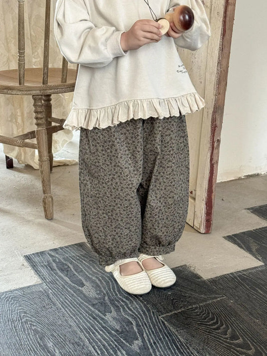 ロングパンツ・スウェットパンツ キッズパンツ フラワープリントルーズロングランタンパンツ【mh-0008938】