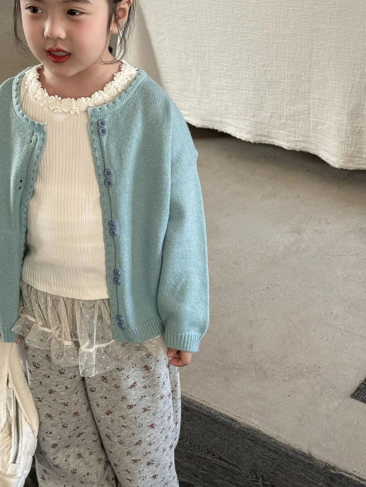 ロングパンツ・スウェットパンツ キッズパンツ チュチュチュールスカートパッチワークフラワープリントワイドルーズストレートパンツ【mh0008939】