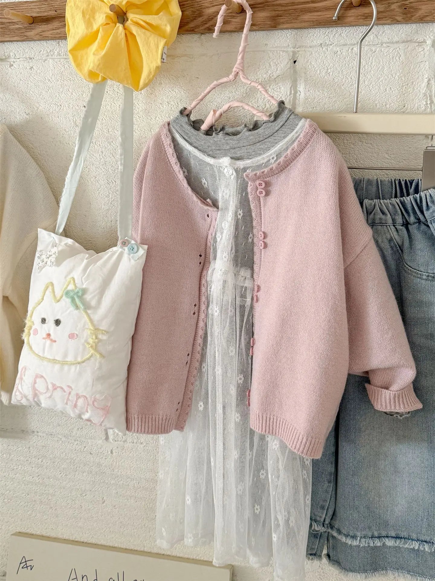 ノースリーブワンピース キッズワンピース レース刺繍シアーノースリーブ重ね着ワンピース【mh0008940】