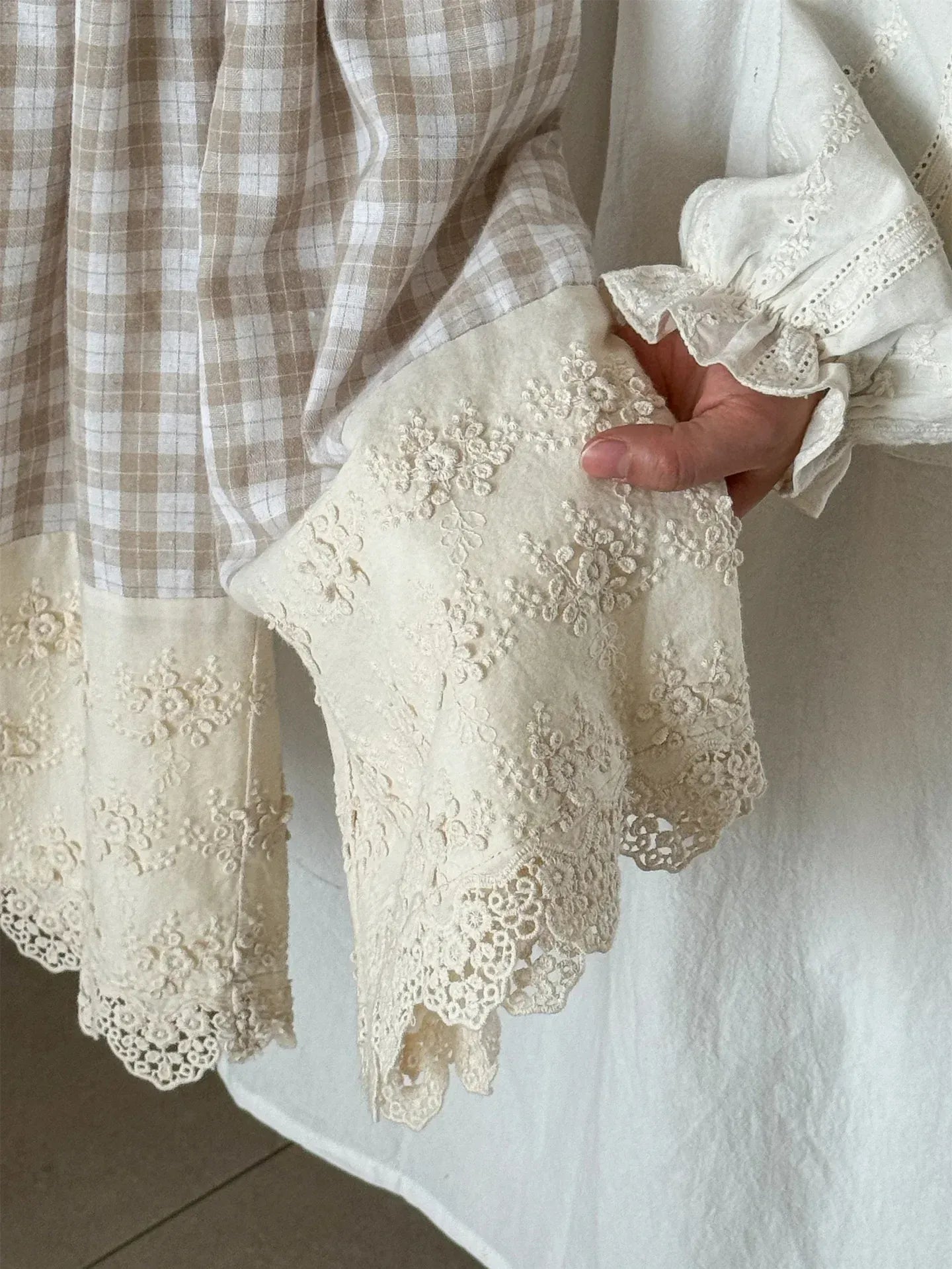 ロングパンツ・スウェットパンツ キッズパンツ レースドッキングチェックワイドルーズガウチョパンツ【mh0008941】