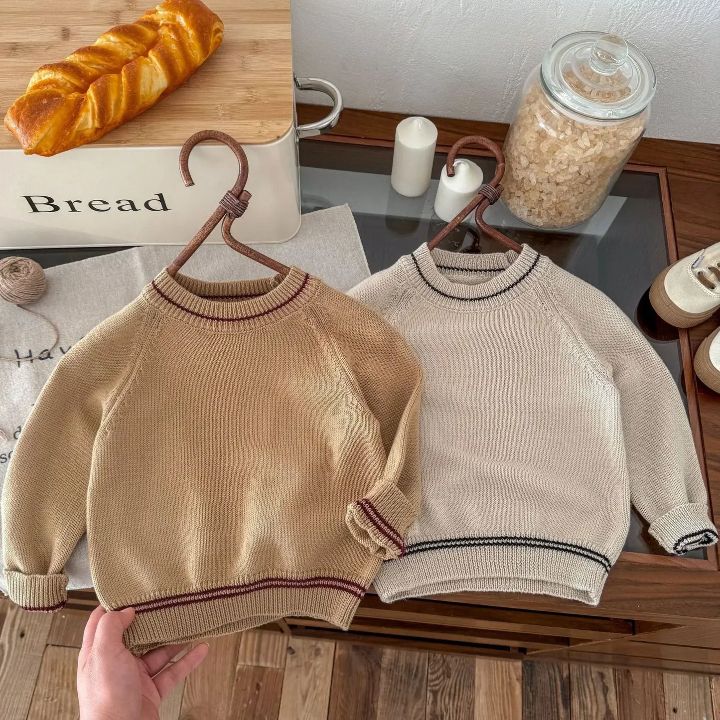 長袖セットアップ キッズトップス/オーバーオール ニット長袖セーター/コーデュロイサスペンダーパンツサロペット【mh0008958】