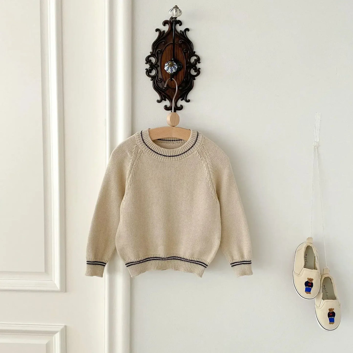 長袖セットアップ キッズトップス/オーバーオール ニット長袖セーター/コーデュロイサスペンダーパンツサロペット【mh0008958】