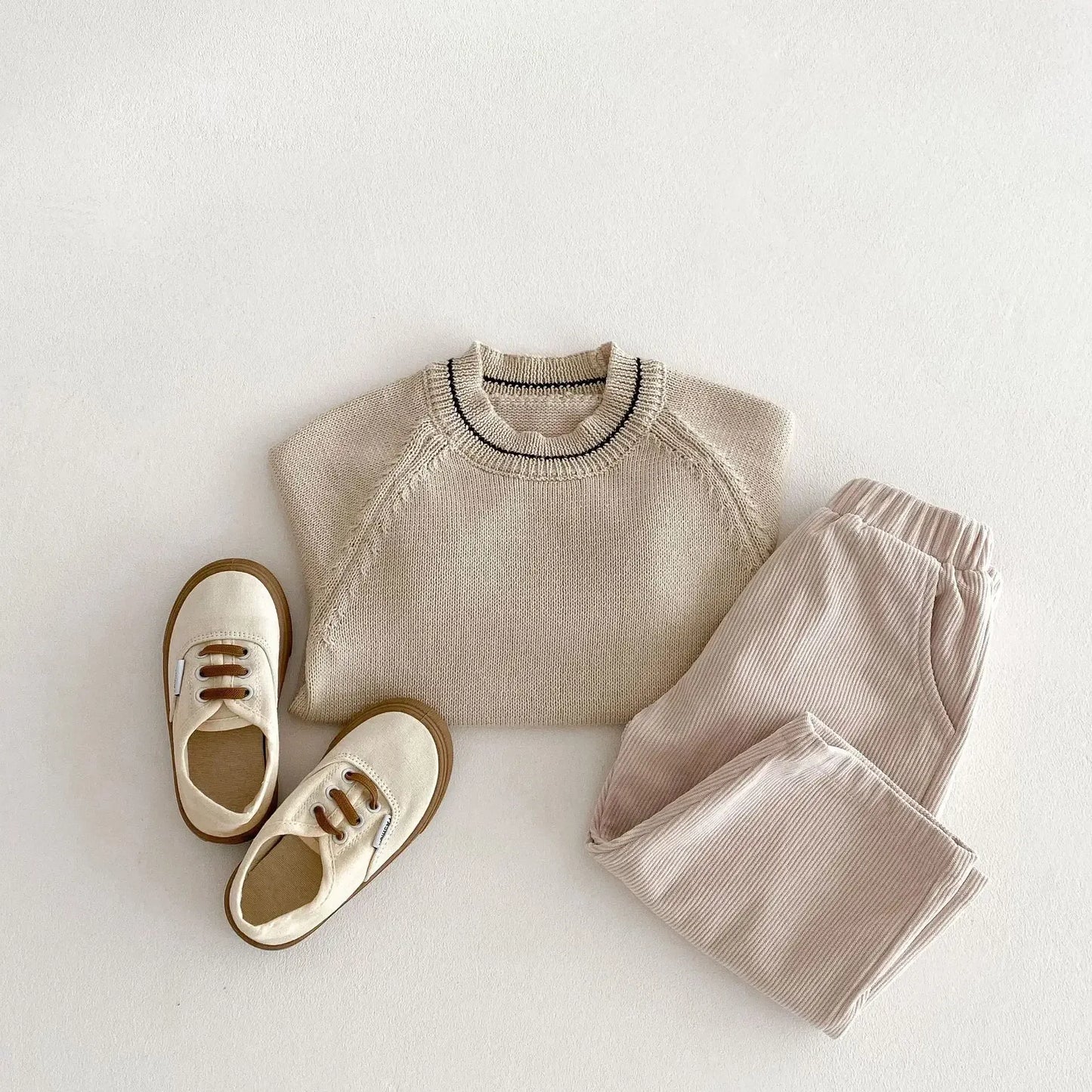 長袖セットアップ キッズトップス/オーバーオール ニット長袖セーター/コーデュロイサスペンダーパンツサロペット【mh0008958】