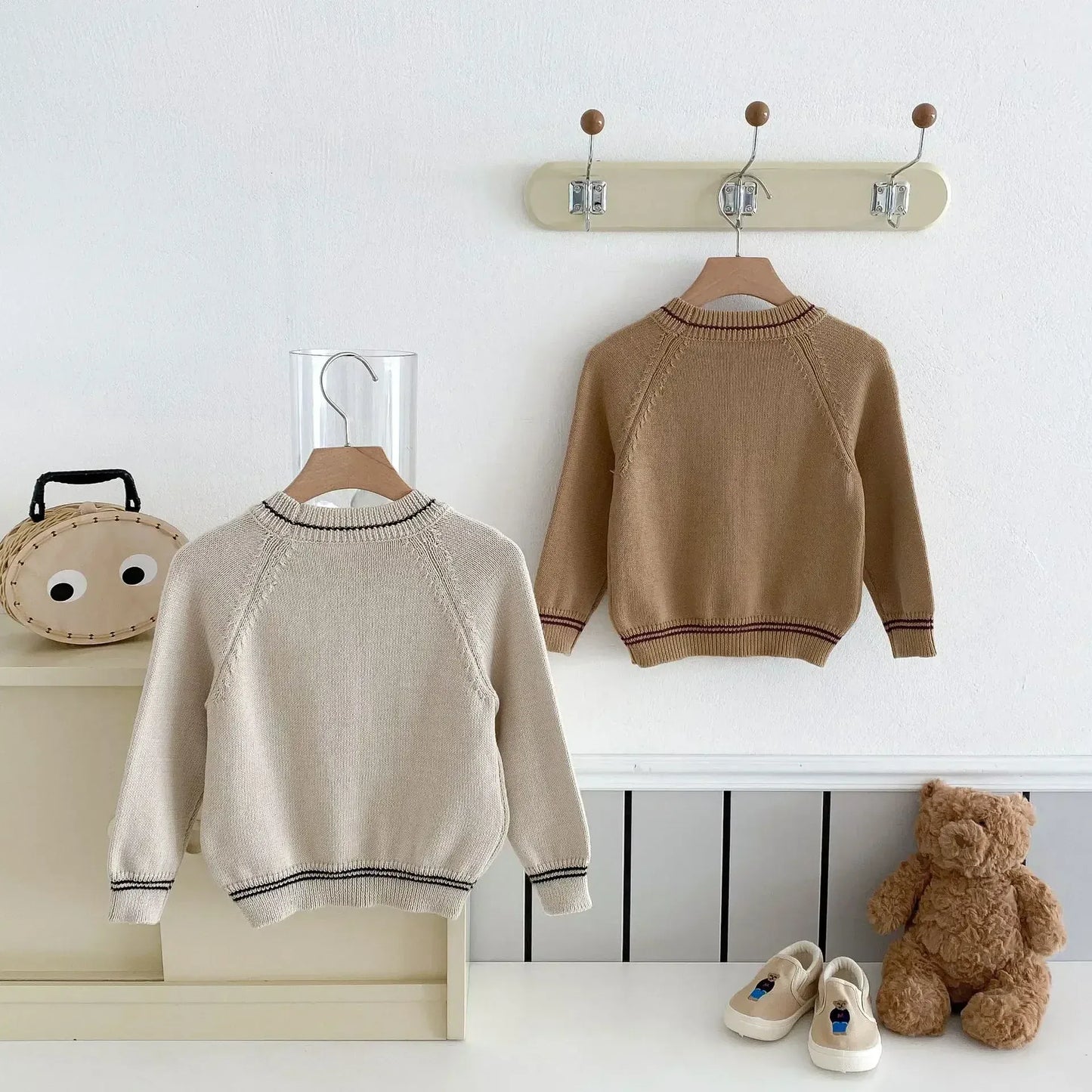 長袖セットアップ キッズトップス/オーバーオール ニット長袖セーター/コーデュロイサスペンダーパンツサロペット【mh0008958】