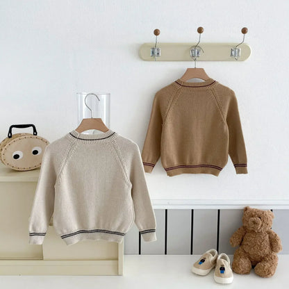 長袖セットアップ キッズトップス/オーバーオール ニット長袖セーター/コーデュロイサスペンダーパンツサロペット【mh0008958】