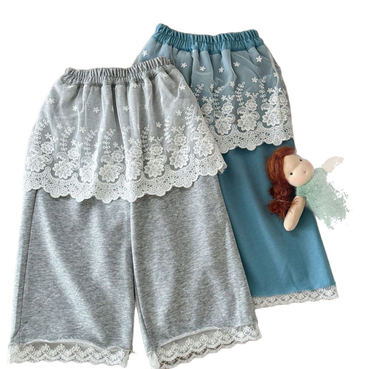 ロングパンツ・スウェットパンツ キッズパンツ シアーレーススカートドッキングワイドルーズロングパンツ【mh0009193】