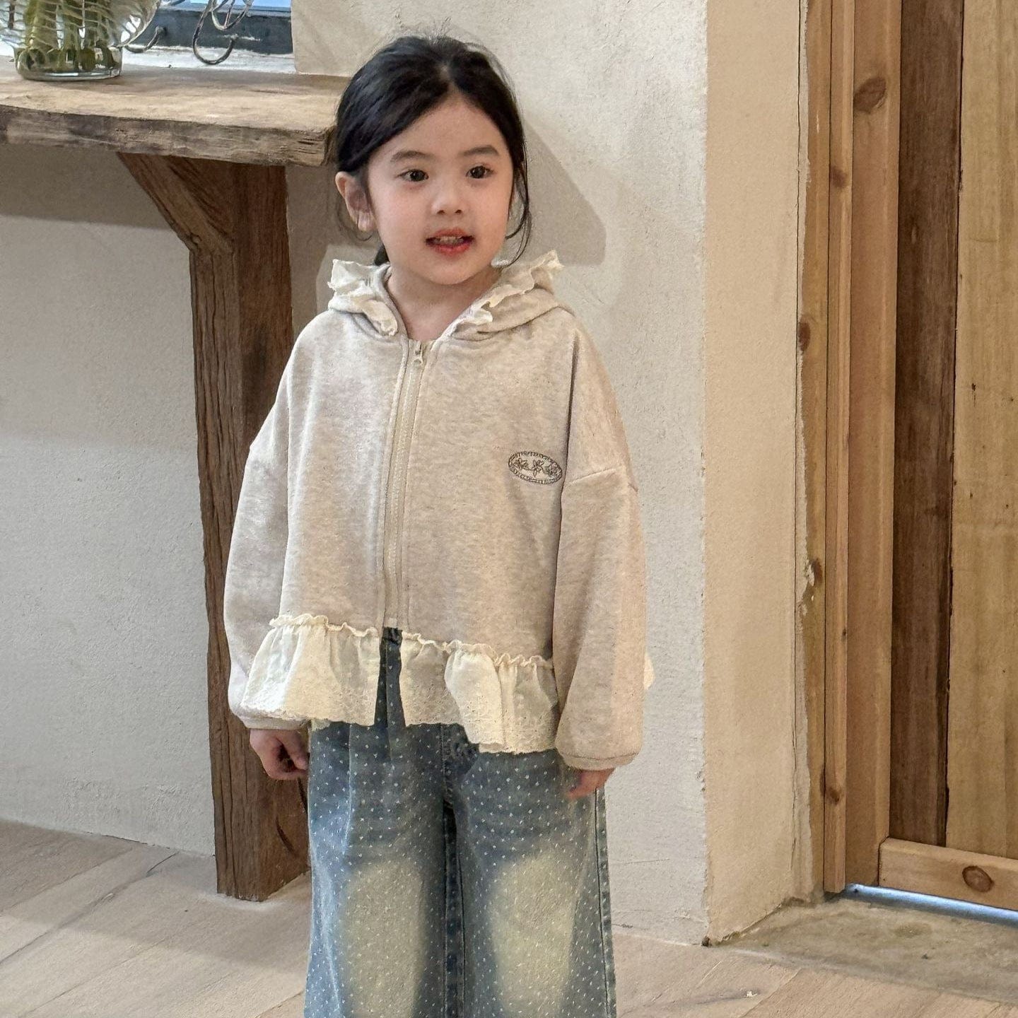 カーディガン・パーカー ジップアップフーディパーカージャケット レースフリルペプラムフリルスウェットジャケット【mh0009205】