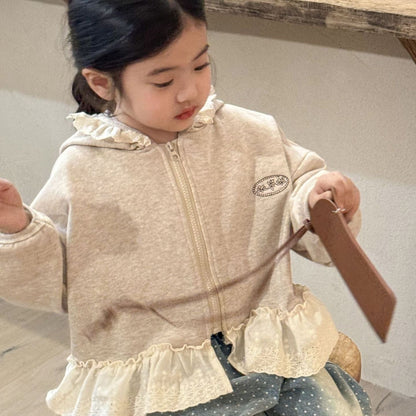 カーディガン・パーカー ジップアップフーディパーカージャケット レースフリルペプラムフリルスウェットジャケット【mh0009205】