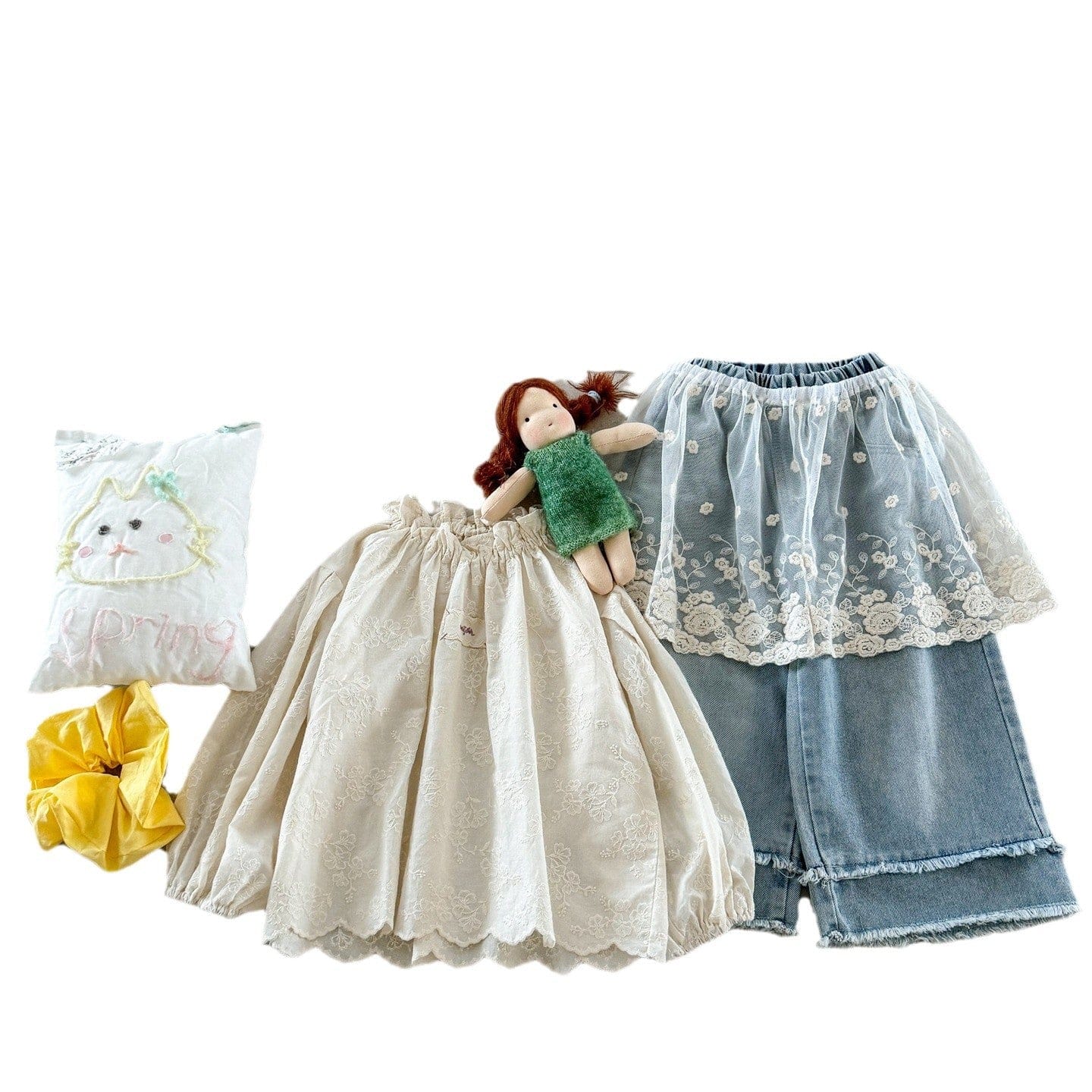 デニムパンツ ワイドストレートデニムパンツ 裾パッチワークルーズロングジーンズ【mh0009208】