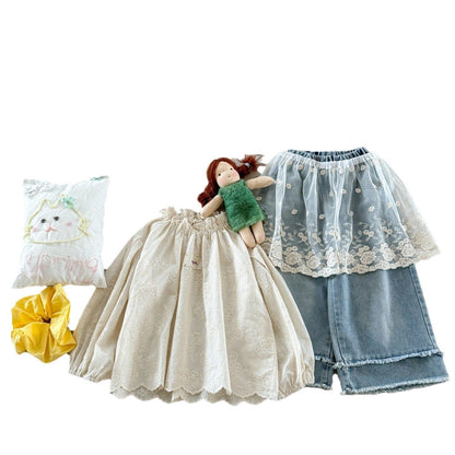 デニムパンツ ワイドストレートデニムパンツ 裾パッチワークルーズロングジーンズ【mh0009208】