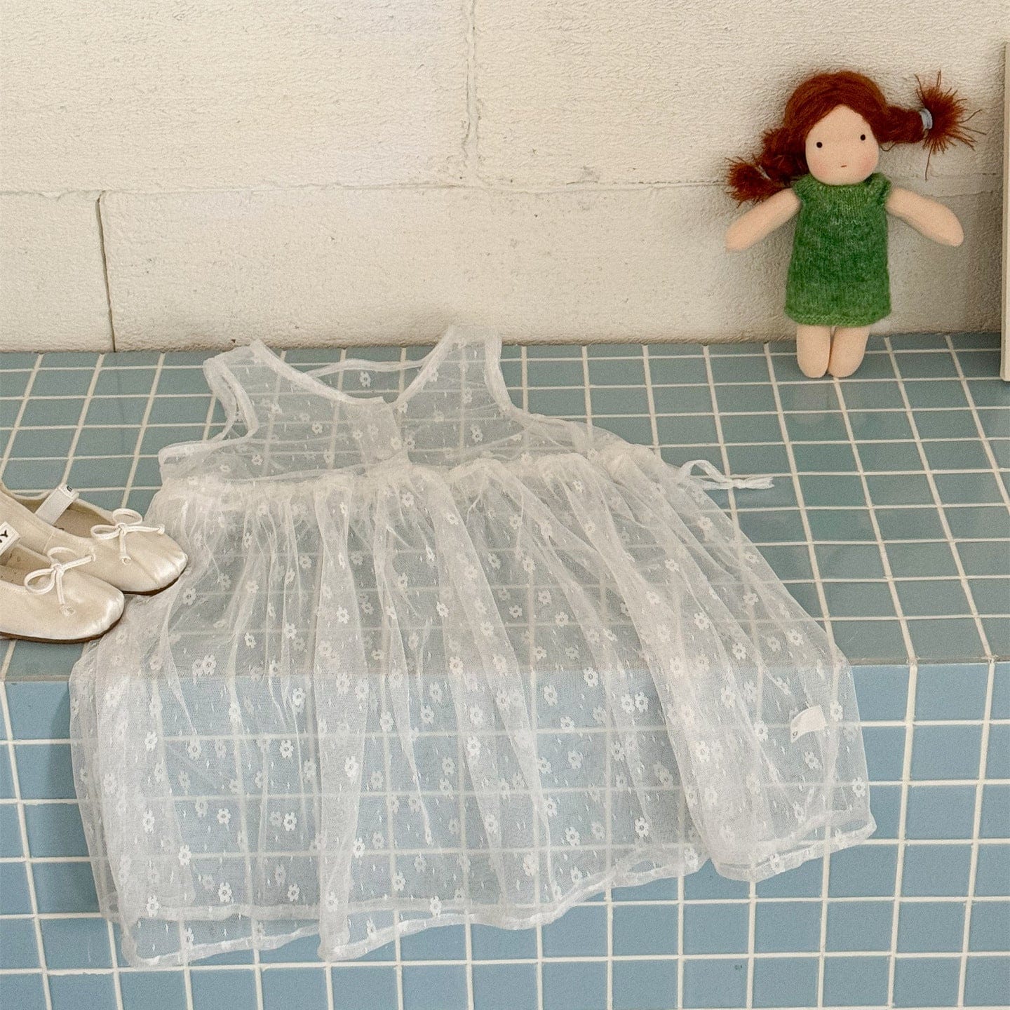 ノースリーブワンピース 総レースノースリーブ重ね着オーバーワンピース レイヤードドレス【mh0009219】