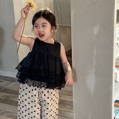 タンクトップ・キャミソール・ノースリーブトップス マルチレイヤードレースノースリーブチュニックブラウス【mh0009221】