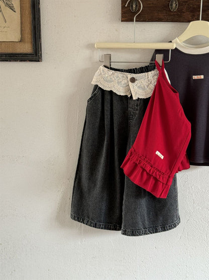 タンクトップ・キャミソール・ノースリーブトップス 裾フリルキャミソールチュニックトップス【mh0010531】