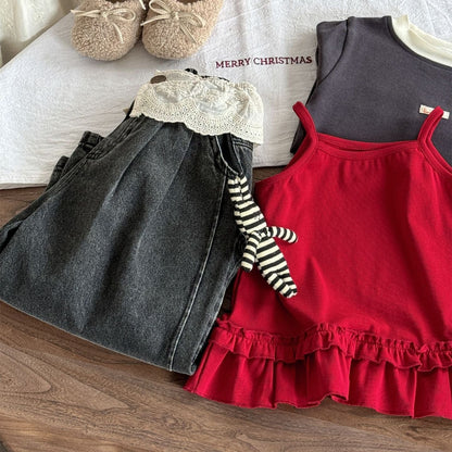 タンクトップ・キャミソール・ノースリーブトップス 裾フリルキャミソールチュニックトップス【mh0010531】