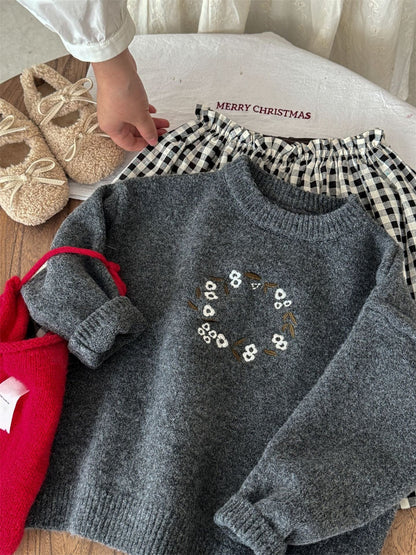 ニット・セーター フラワー刺繍ニットセータートップス【mh0010535】