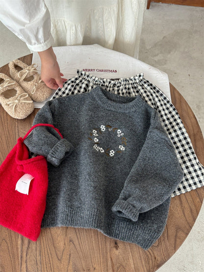 ニット・セーター フラワー刺繍ニットセータートップス【mh0010535】