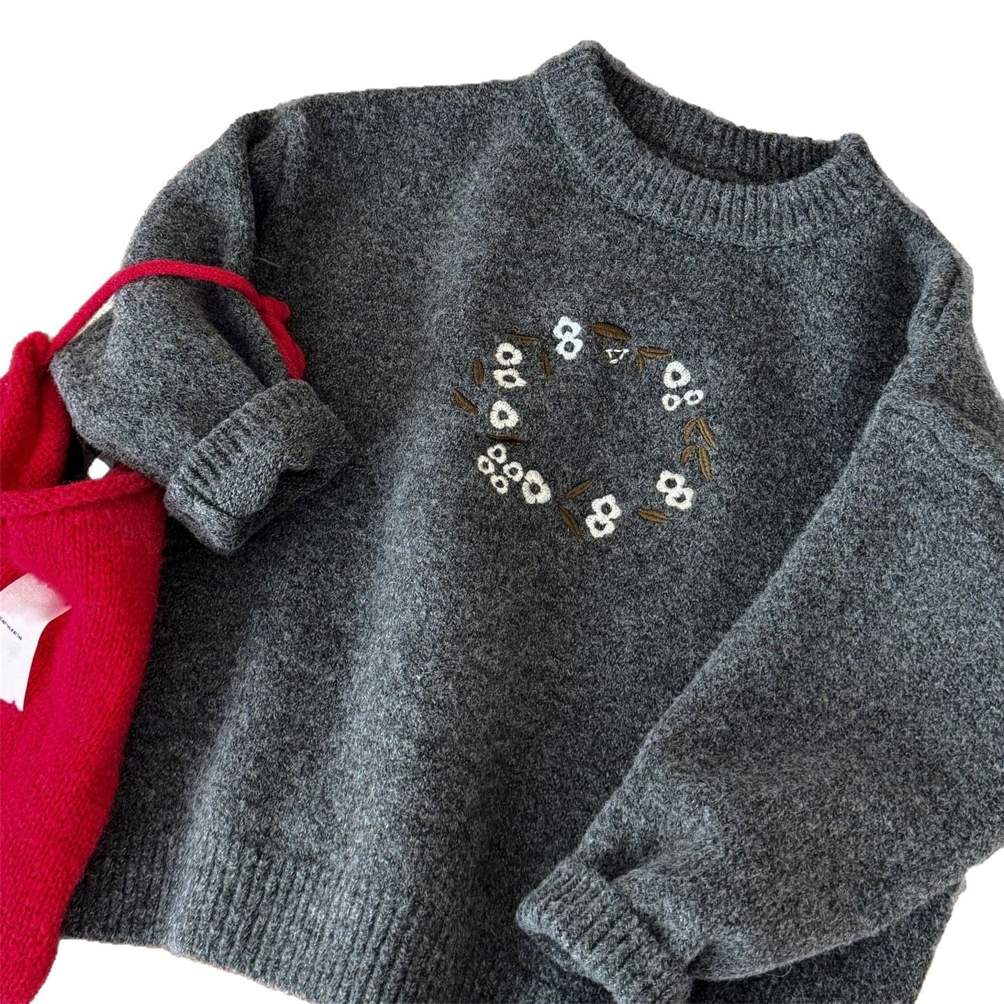 ニット・セーター フラワー刺繍ニットセータートップス【mh0010535】