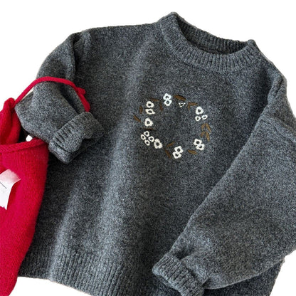 ニット・セーター フラワー刺繍ニットセータートップス【mh0010535】