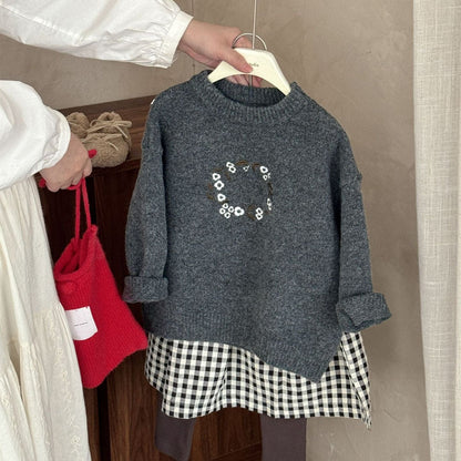 ニット・セーター フラワー刺繍ニットセータートップス【mh0010535】