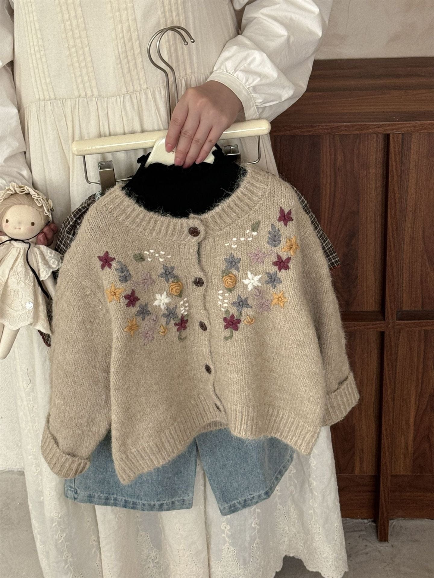 カーディガン・パーカー フラワー刺繍ニットカーディガンジャケット【mh0010536】