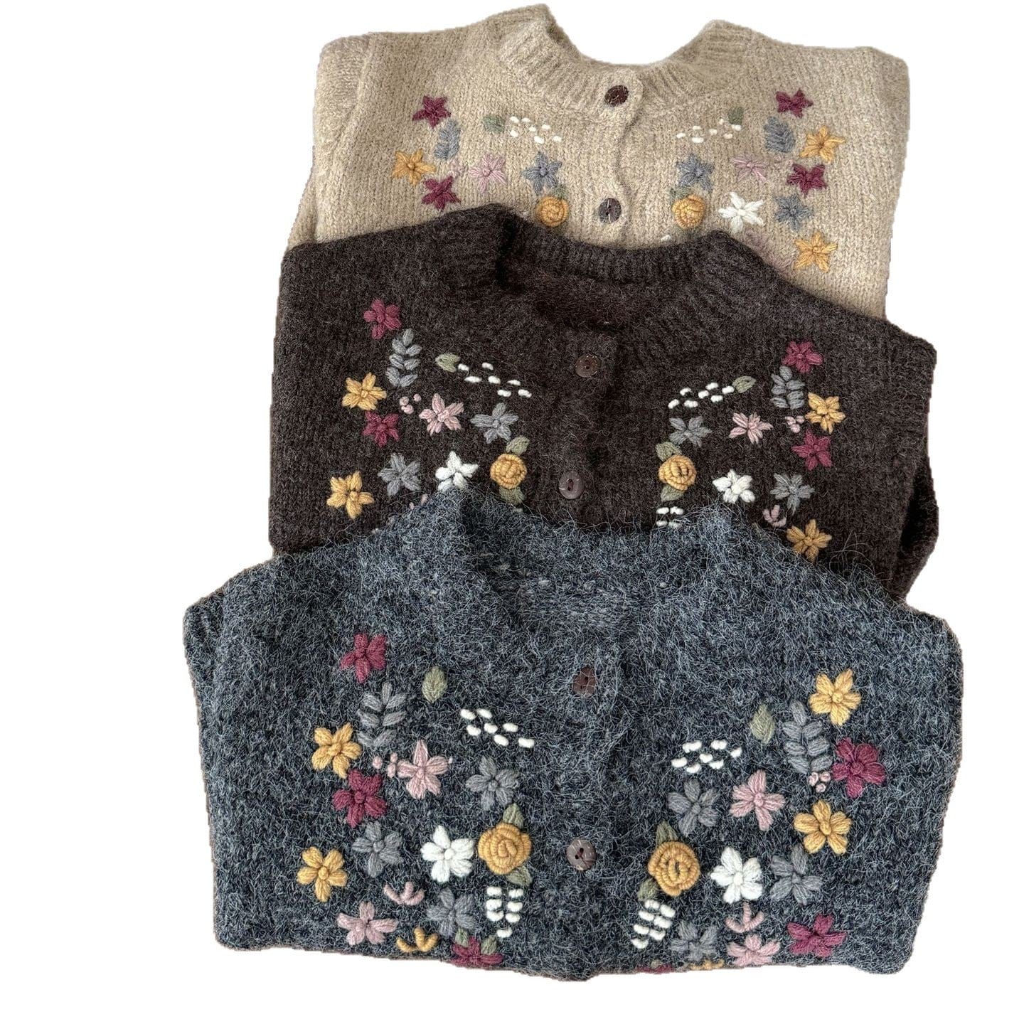 カーディガン・パーカー フラワー刺繍ニットカーディガンジャケット【mh0010536】