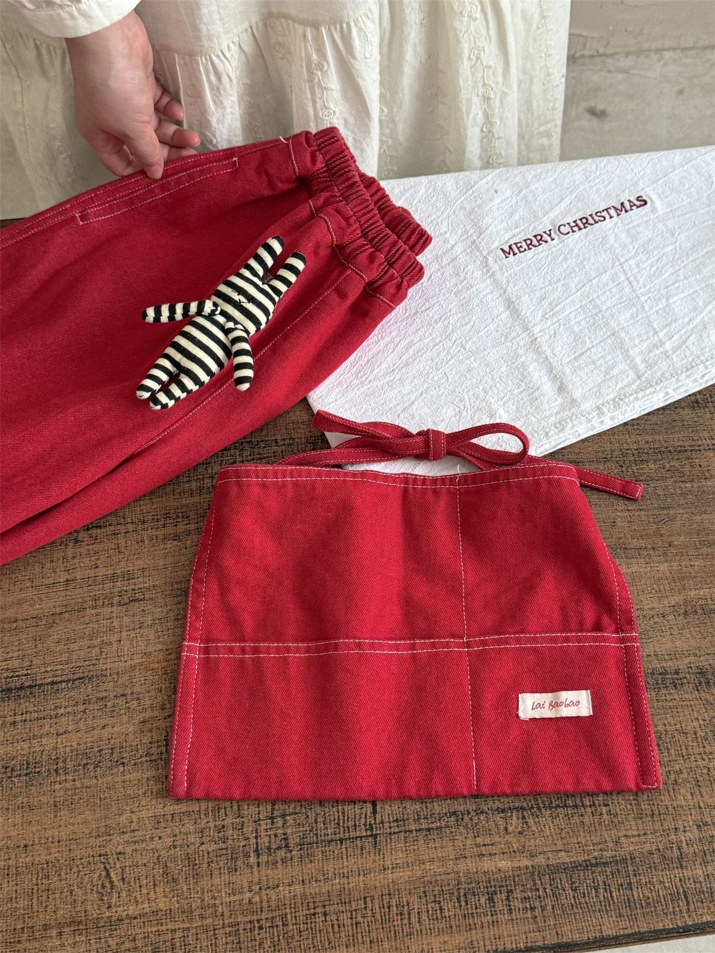 ロングパンツ・スウェットパンツ カフェエプロン+デニムワイドパンツ ペプラム風【mh0010989】