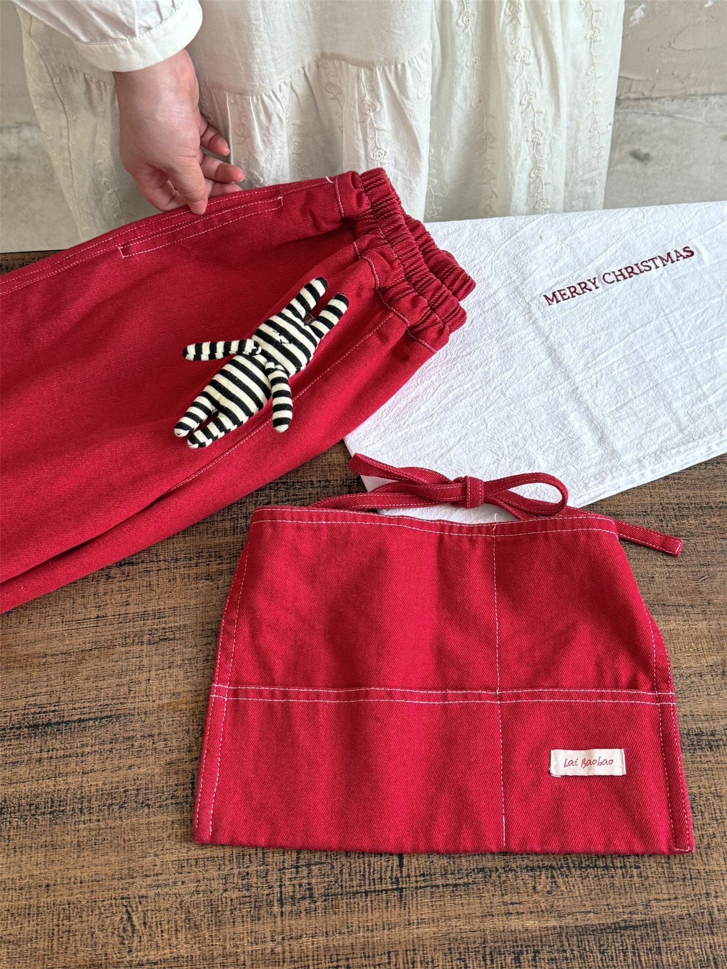 ロングパンツ・スウェットパンツ カフェエプロン+デニムワイドパンツ ペプラム風【mh0010989】