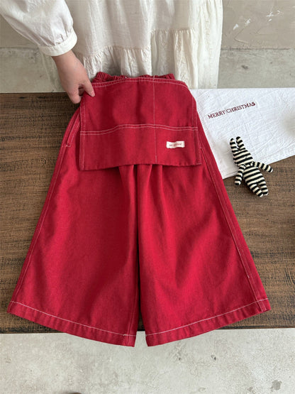 ロングパンツ・スウェットパンツ カフェエプロン+デニムワイドパンツ ペプラム風【mh0010989】