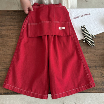 ロングパンツ・スウェットパンツ カフェエプロン+デニムワイドパンツ ペプラム風【mh0010989】