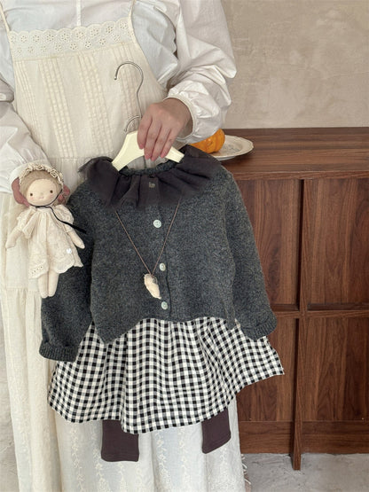 カーディガン・パーカー チュールフリル襟ニットカーディガン キッズセーター【mh0010993】