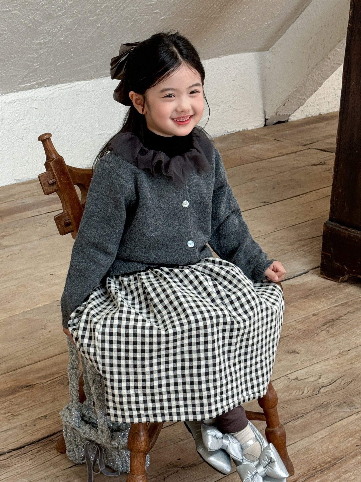 カーディガン・パーカー チュールフリル襟ニットカーディガン キッズセーター【mh0010993】