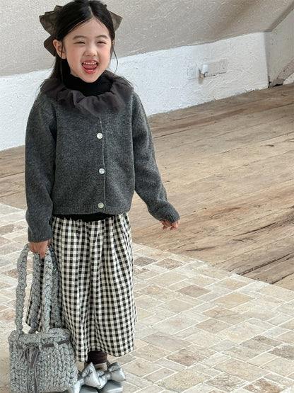 カーディガン・パーカー チュールフリル襟ニットカーディガン キッズセーター【mh0010993】