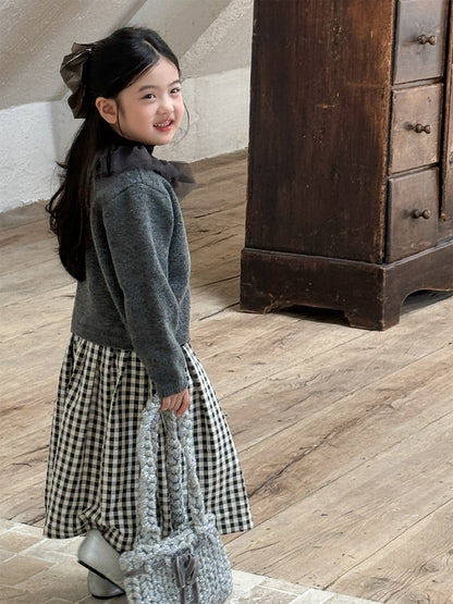 カーディガン・パーカー チュールフリル襟ニットカーディガン キッズセーター【mh0010993】