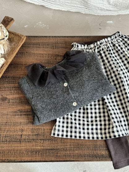 カーディガン・パーカー チュールフリル襟ニットカーディガン キッズセーター【mh0010993】