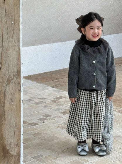 カーディガン・パーカー チュールフリル襟ニットカーディガン キッズセーター【mh0010993】